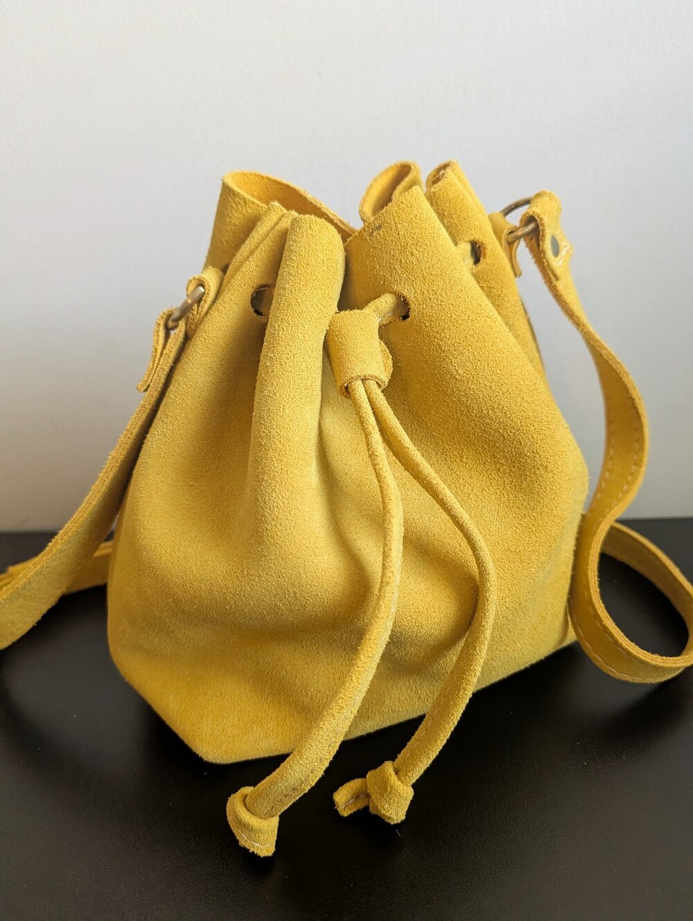 EUC - Portland Leather - Hello Yellow OG-V1 Bucket Bag - Suede